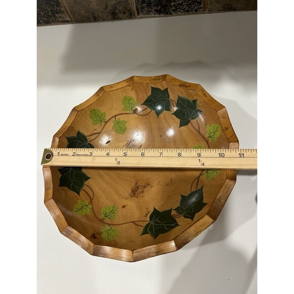 Vintage Large Footed Bowl...Hand Painted Leaves....Maple 1950's - Picture 11 of 13
